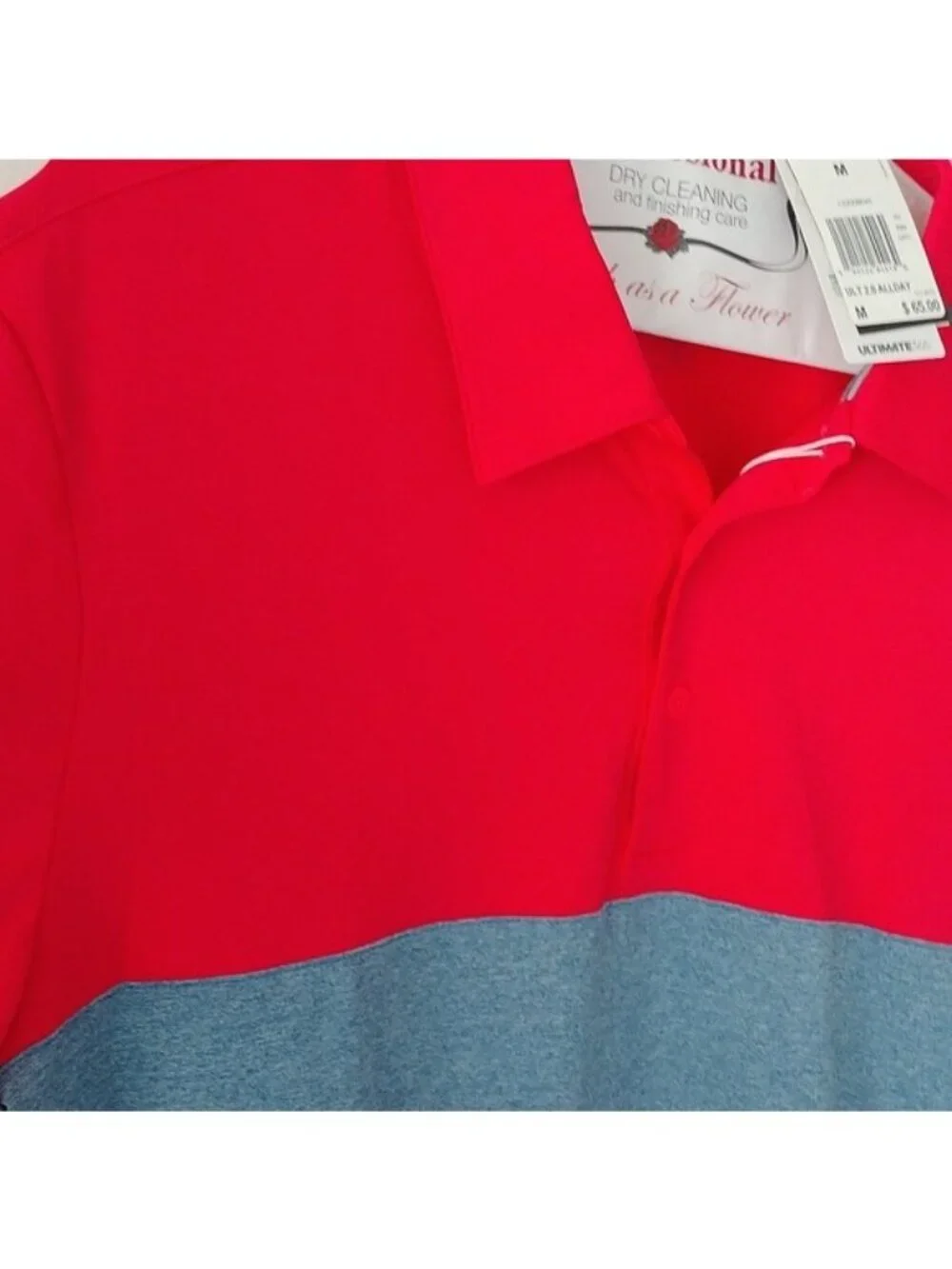 Adidas Golf Ult Blocked Polo, Dark Marine/Shock Red, Size Medium
